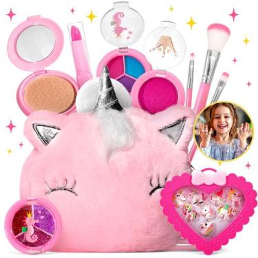 Imagem de Conjunto de maquiagem ULOVEME Kids para meninas de 5 a 8 anos com rosa