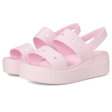 Imagem de Crocs Sandália feminina Brooklyn 4u Low Wedges, Leite rosa, 35