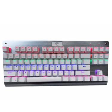 Imagem de Granvela Teclado mecânico OUTEMU Brown Switches – Z-77 87-Key Tenkeyless | Rainbow LED Backlit | NKRO (N-Key Rollover) | Hot Swappable | Tenkeyless |Painel de alumínio - Branco