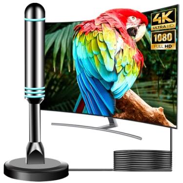 Imagem de Antena de TV para Smart TV Interna, Antena Digital para TV com Base Magnética Forte para Fácil Instalação, Antena de TV de Recepção de Longo Alcance para Canais Locais 4K 1080P, Cabos Longos de 3 m