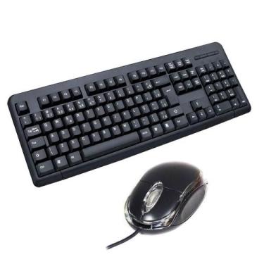 Imagem de Teclado E Mouse Usb Com Fio Preto - Inova