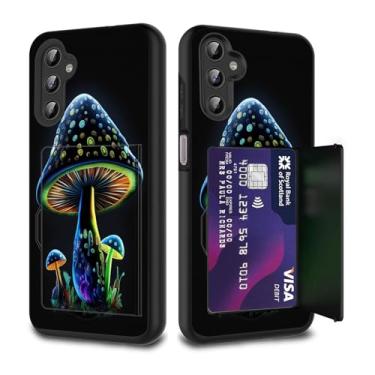 Imagem de FGDRFGRW Capa para carteira de cartão de crédito, camada dupla, híbrida, à prova de choque, proteção contra quedas com suporte, capa para Samsung Galaxy A16 5G 17.5 cm, cogumelo
