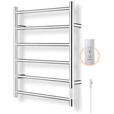 Imagem de Aquecedor de Toalhas R FLORY, Secador de Toalhas com 6 Barras, Aquecimento Rápido, Timer e Funciona a Tomada, Mantém o Banheiro Aquecido à