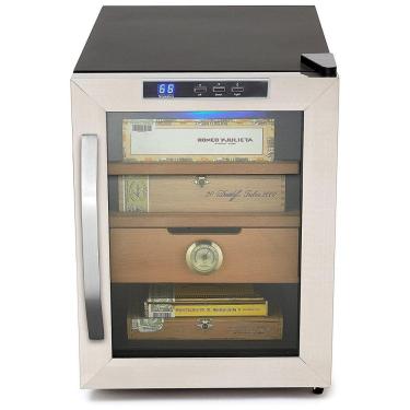 Imagem de Umidor Elétrico para Charutos 250 Unidades com Prateleiras e Higrômetro, 110 Volts, Whynter CHC120Sa, Marrom e Preto