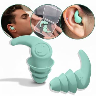 Imagem de Protetor de Ouvido Tampão Auricular de Silicone Lavável Anti-Ruído para Dormir Natação Estudo Trabalho Earplugs Abafador Auditivo (Verde, Tamanho único)