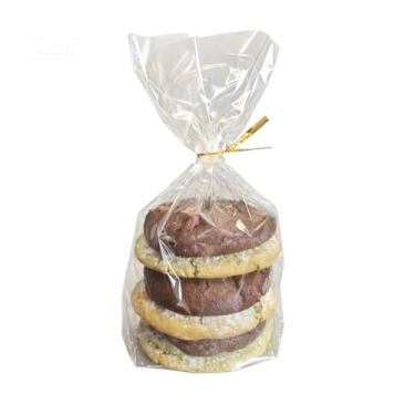 Imagem de COOLAKE Sacos transparentes para brindes de celofane para celofane, sacos de reforço inferior com laços torcidos, embalagem de lembrancinhas de festa, embrulho de caneca de presente, armazenamento de