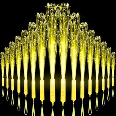 Imagem de U-MOJOK 27 PCS Fiber Optic Wands Glow Sticks, Light Up Fiber Optic Lights Rod with 3 Light Modes, Sparklers Fireworks Sticks for Wedding, Concerts, Halloween,Christmas,New Year Party (Yellow * 27)