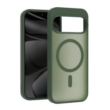 Imagem de ZCDAYE Capa para Google Pixel 10 Pro XL compatível com Magsafe, capa de telefone transparente fosca à prova de choque anti-impressão digital para Google Pixel 10 Pro XL (6,8 polegadas), verde