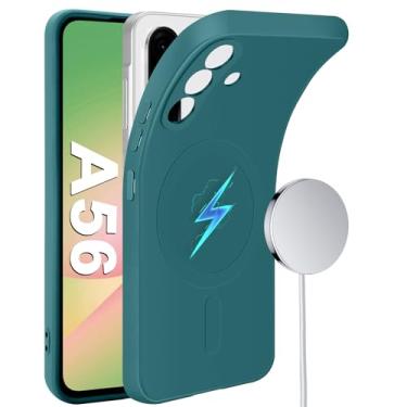 Imagem de Capa magnética para Samsung Galaxy A56, adequada para Mag-Safe, de silicone macio e fino para telefone Samsung A56 capa protetora com forro de microfibra de borracha gel para Galaxy A56 5G 6,7