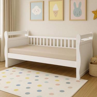 Imagem de Cama Infantil Maria 100% Mdf Branco Brilho - Móveis Peroba, Branco