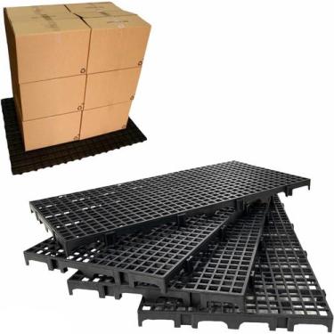 Imagem de Kit 2 Estrado Piso Pallet Plástico Resistente Preto  25x50 123Organize
