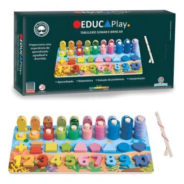 Imagem de Brinquedo Infantil Educativo Matemática Tabuleiro Somar E Brincar Poli