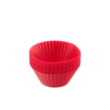 Imagem de Kit forma silicone com 12unidades mor para cupcake vermelha