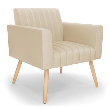 Imagem de Poltrona Viena Gomada Corino Pés Palito Natural - D'Rossi