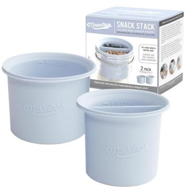 Imagem de Masontops Snack Stack- Divisor de Potes de Conserva Frascos de Aveia Durante A Noite Frascos de Salada para Frascos de Conserva de Boca Larga para Aveia Durante A Noite Recipiente (, Azul)