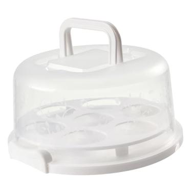 Imagem de TOPINCN Porta Bolo Com Tampa e Alça Recipiente Redondo Portátil para Cheesecake Com 7 Ranhuras Suporte para Bolo Recipiente para Cupcake Com Tampa Transparente para Piquenique,