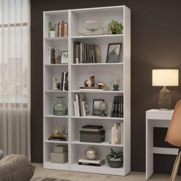 Imagem de Kit Madesa Estante Livreiro 6908 + Estante Livreiro 6906 - Branco, Bra