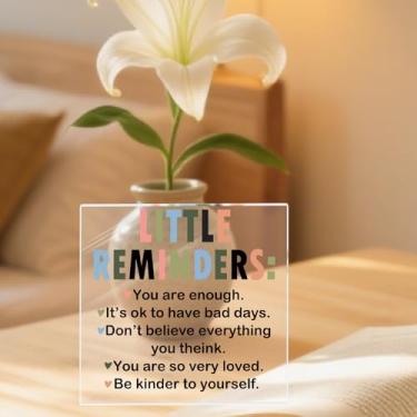 Imagem de Presentes motivacionais inspiradores presentes de apreciação de funcionários pequenos lembretes você é suficiente incentivo decoração mesa placa decorativa placa de acrílico com suporte de madeira