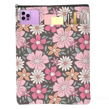 Imagem de Livros de manga de livro floral retrô enseada flores rosa protetor de livro com zíper presentes de aniversário de Natal para mulheres leitoras professora filha livros presentes acessórios de leitura