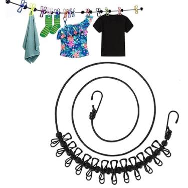 Imagem de Varal portátil com 12 prendedores de roupa pretos