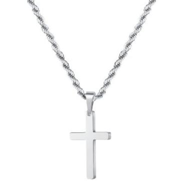 Imagem de Colar de cruz para homens, ouro, preto, prata, masculino, cruz, aço inoxidável, pingente de cruz, joias simples, presentes, one size, Titânio, Sem Pedra Preciosa