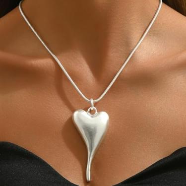 Imagem de Colar de coração com pingente de ouro e prata, corrente grossa e gargantilha feminina