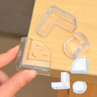 Imagem de Pacote com 6, protetor de canto transparente para móveis e segurança de borda — armários, mesas e cantos afiados, fácil instalação para casa e escritório (formato L, design redondo e sorriso)