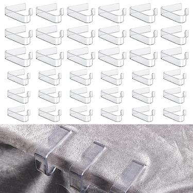 Imagem de 36 clipes de toalha de mesa de plástico, clipes transparentes de toalha de mesa de piquenique para mesas ao ar livre, suporte de toalha de mesa grande, clipes de capa de mesa para festas de casamento