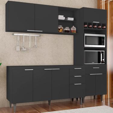 Imagem de Armário De Cozinha Cp02 Para Pia 150cm Pérola Z34 Preto - Mpozenato