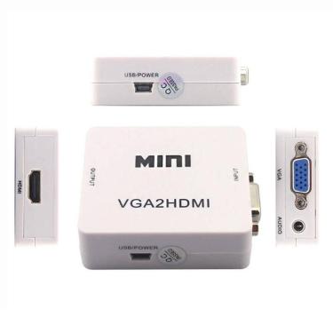 Imagem de Mini Conversor Vga Para Hdmi Com Entrada Áudio P2