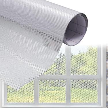 Imagem de XhuangTech Película de privacidade unidirecional, película de janela de vinil perfurada, autoadesiva, tela perfurada, película de privacidade de vinil para carro e casa (branco, 45.7 cm x 200.7 cm (45