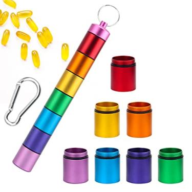 Imagem de Porta-comprimidos portátil pequeno, porta-pílulas de metal, impermeável, mini organizador de pílulas, caixas de comprimidos de bolso semanal, porta-comprimidos com 7 compartimentos para viagem