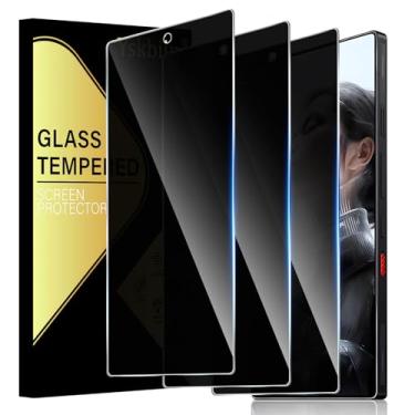 Imagem de Yskbilm (Pacote com 3) para ZTE Nubia Red Magic 11 Pro / 11 Pro+ protetor de tela de privacidade, vidro temperado antiespião, rigidez 9H, antiarranhões, compatível com capas, sem bolhas