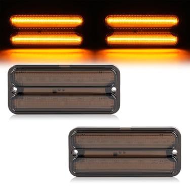Imagem de HECASA 2 peças de luz de marcador lateral LED para-lama frontal compatível com Chevy Chevrolet C10 C20 K10 Blazer GMC C15 C1500 K15 K1500 K1500 Pickup Suburban G10 G20 Van Signal Lamp Lente marrom