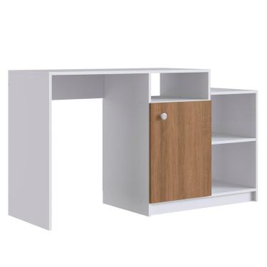 Imagem de Escrivaninha Multiuso 01porta 03nichos 135cm Branco Mel Proddy Branco Mel