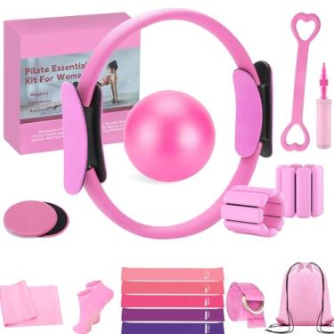 Imagem de VIOXIA Kit de Pilates para Exercícios Domésticos – Conjunto de Equipamento de Pilates com Anel, Bola, Faixas de Resistência, Acessórios de Pilates, Kit Essencial de Pilates para Mulheres, Conjuntos de