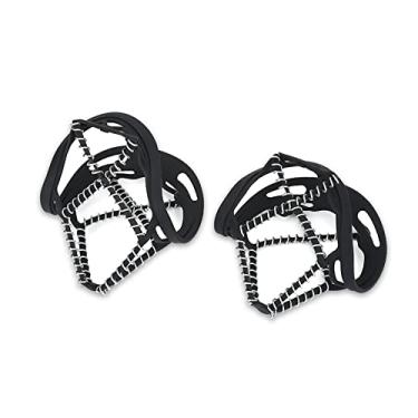 Imagem de Neve Antiderrapante Spikes Grips Mountain Climbing Calçado Chuteiras de Tração de Gelo Ajustável Portátil Leve UE 35-43 Preto Par