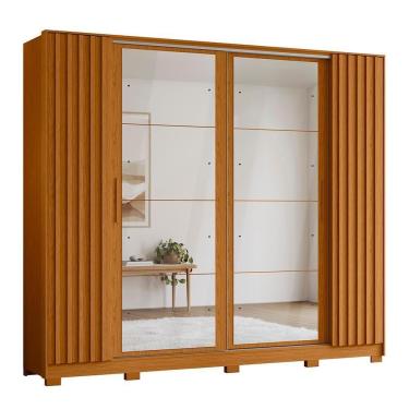 Imagem de Guarda Roupa Casal Jacarandá 4 Portas Flex Cinamomo Com 8 Espelhos - Móveis Albatroz Cinamomo