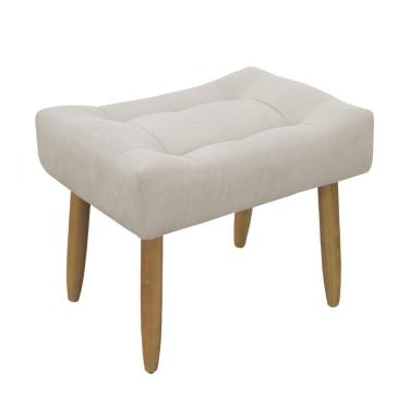 Imagem de Puff Banqueta Decorativo Pés Madeira Bege