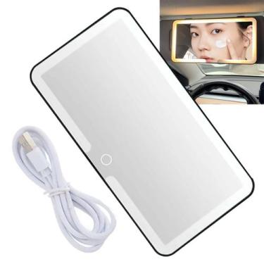 Imagem de Espelho De Carro Maquiagem Retrovisor Led 3 Cores Quebra Sol Usb Sem F