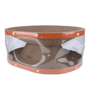 Imagem de SPYMINNPOO Brinquedo Arranhador para Gatos Com Túnel, Almofada Interativa para Arranhar Gatos e Lounge Com Design Curvo e Papel Ondulado Grosso