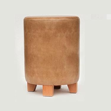 Imagem de SENNIAN Banqueta redonda para pés de madeira, pernas e pés para o quarto, banquinho para sala de estar, banco de penteadeira, amarelo claro - 29 x 29 x 40 cm