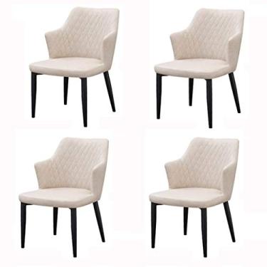 Imagem de Cadeira de jantar, cozinha, sala de jantar, móveis, cadeiras de jantar, conjunto de 4 cadeiras modernas de couro com encosto alto acolchoadas macias para sala de estar, quarto, cozinha (cor: branco)