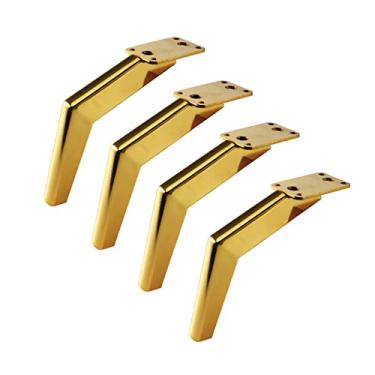 Imagem de 4 peças pernas de móveis estilo industrial moderno pernas de mesa DIY aço carbono móveis móveis pés suporte sofá perna mesa pernas pernas pernas cama pernas armário TV pernas (18 cm/7,1 pol, ouro)