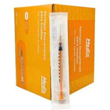 Imagem de Medix Seringa De Insulina (1Ml) 100Ui Com Agulha Acoplada 13X0 45Mm - Caixa Com 100 Unidade