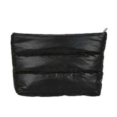 Imagem de DSDFIDn Bolsa de maquiagem pequena inchada para mulheres, bolsa de cosméticos, bolsa organizadora de higiene pessoal, Hgl-preto