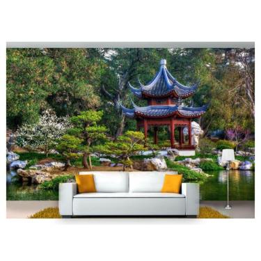 Imagem de Papel De Parede Lago Templo Japão Jardim 3D 7,50m² Nlk133 - Você Decor