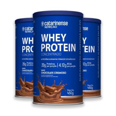 Imagem de Kit 3 Whey Protein Concentrado Catarinense 450g Chocolate, chocolate
