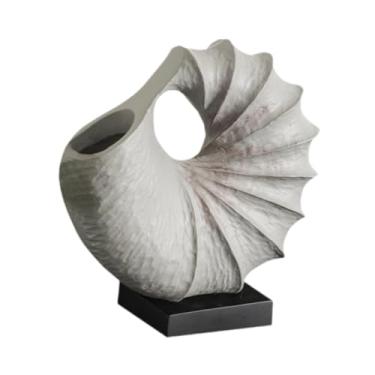Imagem de Fenteer Vaso de concha, peça central, vaso de flores de resina, para arranjos florais para decoração de jardim, banheiro, sala de jogos