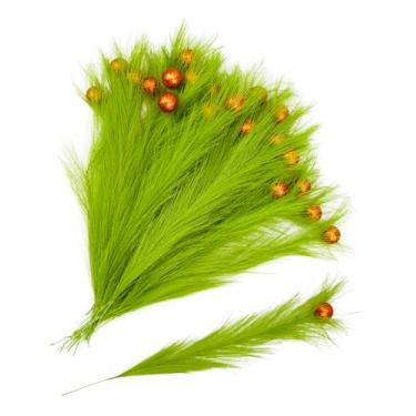 Imagem de 30 palhetas e sprays de árvore de Natal de 38 cm, hastes encaracoladas verdes artificiais com bolas vermelhas para decoração de árvores, enchimentos de vasos, grinaldas, centros de mesa e artesanato